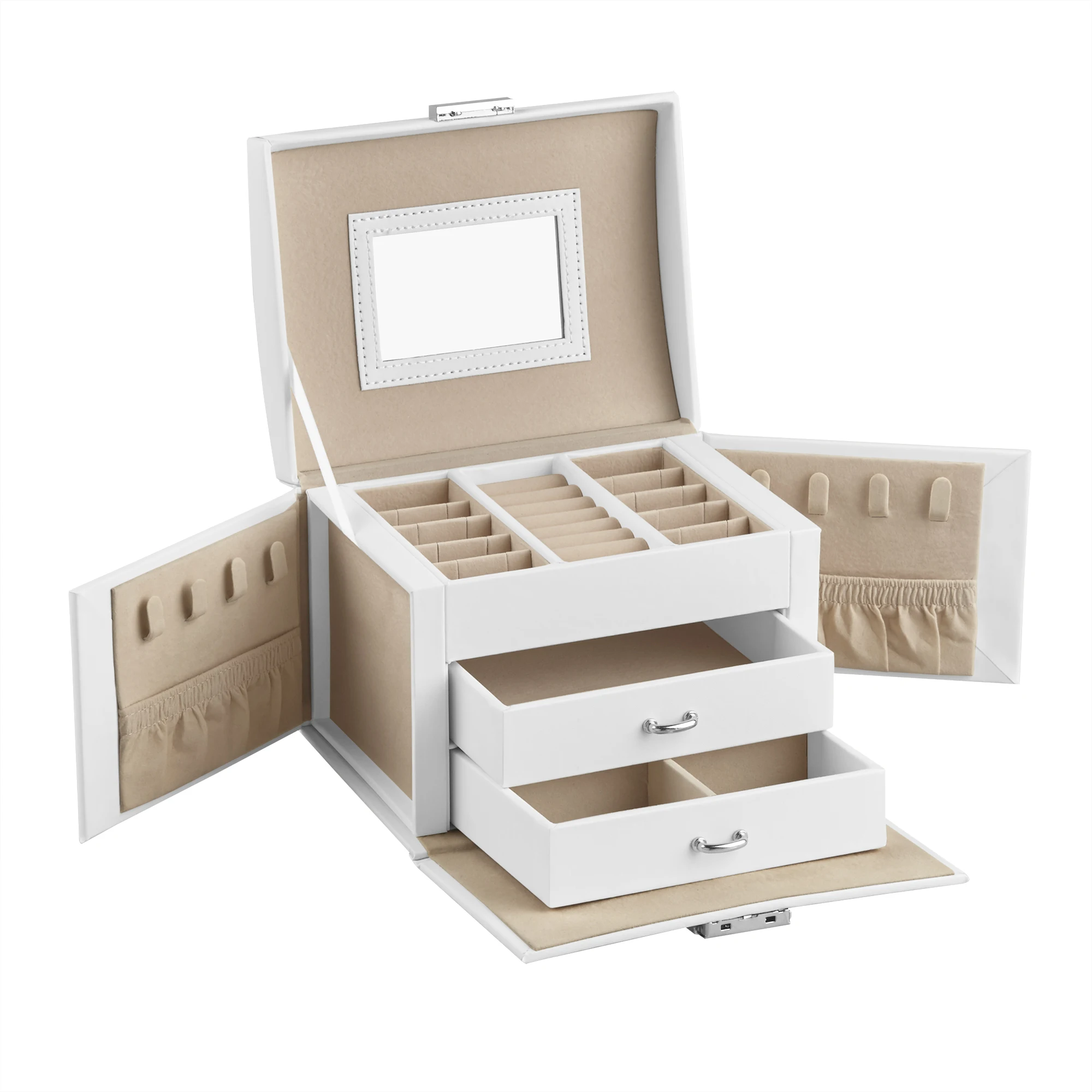 Caja joyero SONGMICS 3 niveles con espejo y cerradura