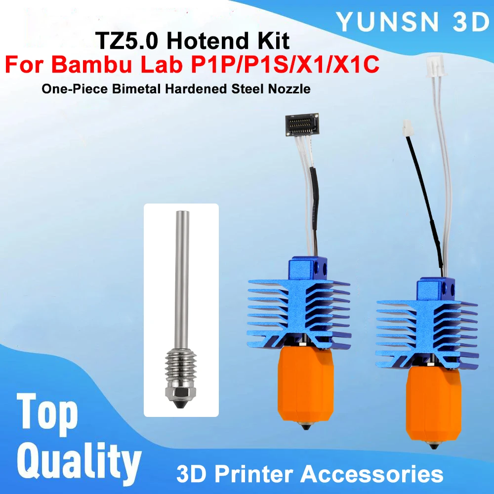 Kit Hotend TZ5.0 Bambu Lab Boquilla Acero Endurecido 0.4mm para Bambulab X1/X1C, P1P/P1S