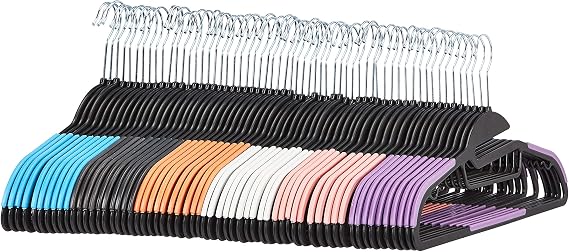 Amazon Basics Perchas Antideslizantes con 10 Pinzas (Pack 60)