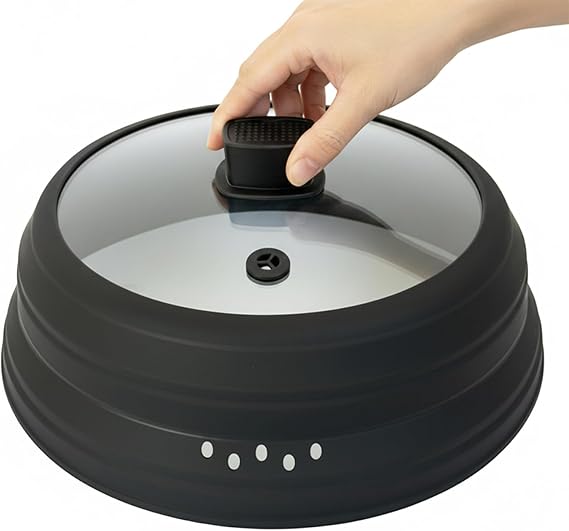Tapa para Microondas Plegable 25cm de Cristal y Silicona Resistente al Calor