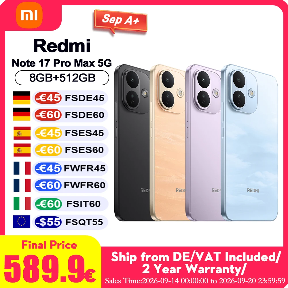 Redmi Note 17 Pro Max 8GB/512GB con Pantalla AMOLED 1.5K y Batería 9210mAh