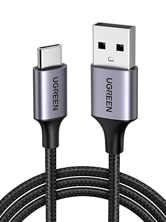 UGREEN Cable USB C Carga Rápida QC3.0 3A 480Mbps Trenzado Nylon (0.5M)