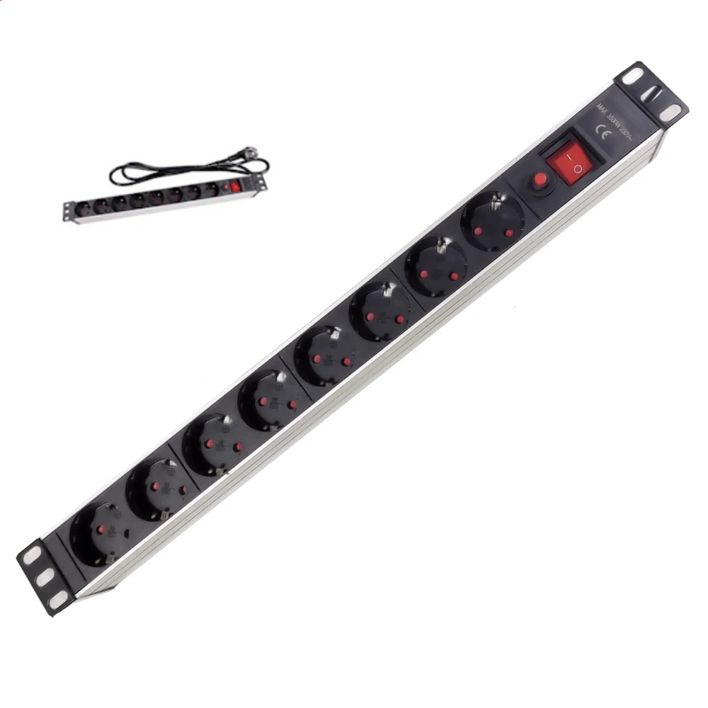Regleta TRICOM para Rack de 19" con 8 Enchufes y Interruptor