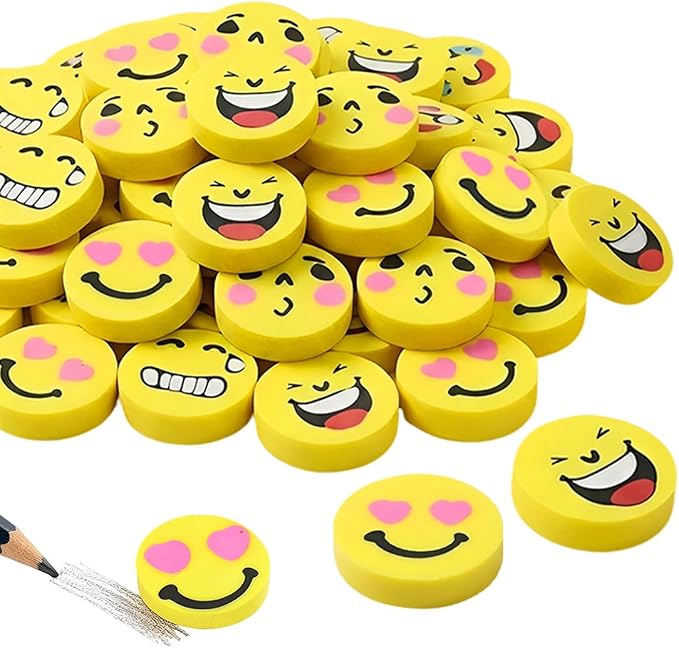Pack 20 Gomas de Borrar Emoji Divertidas para Niños y Estudiantes