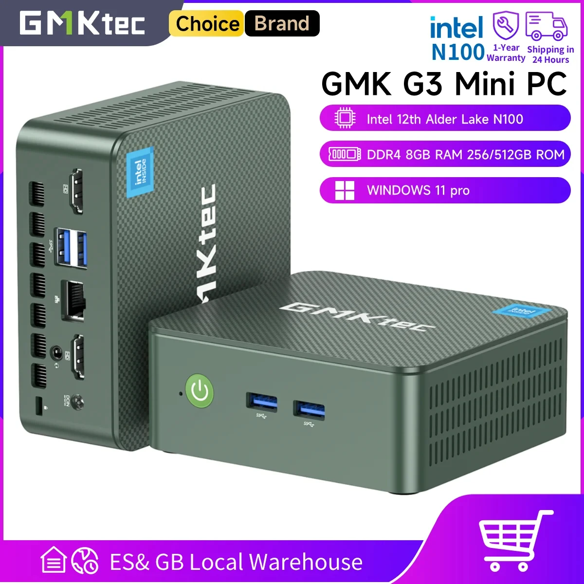 GMKtec G3 Mini PC Intel N100 8GB RAM 256GB SSD con Windows 11 Pro