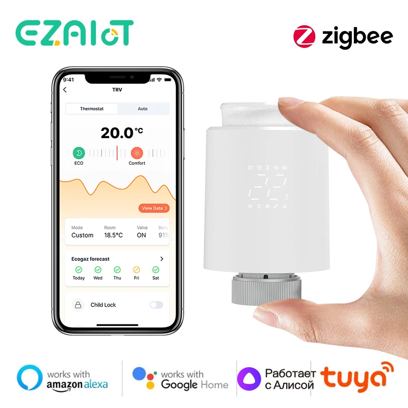 Válvula Termostática Inteligente Tuya Zigbee 3.0 para Control de Radiadores