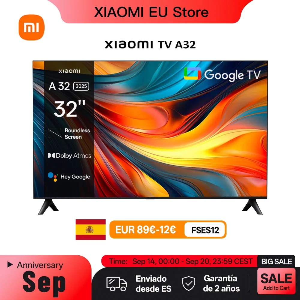 Xiaomi TV A 32" Smart TV con Dolby, DTS-X y Sonido Dinámico