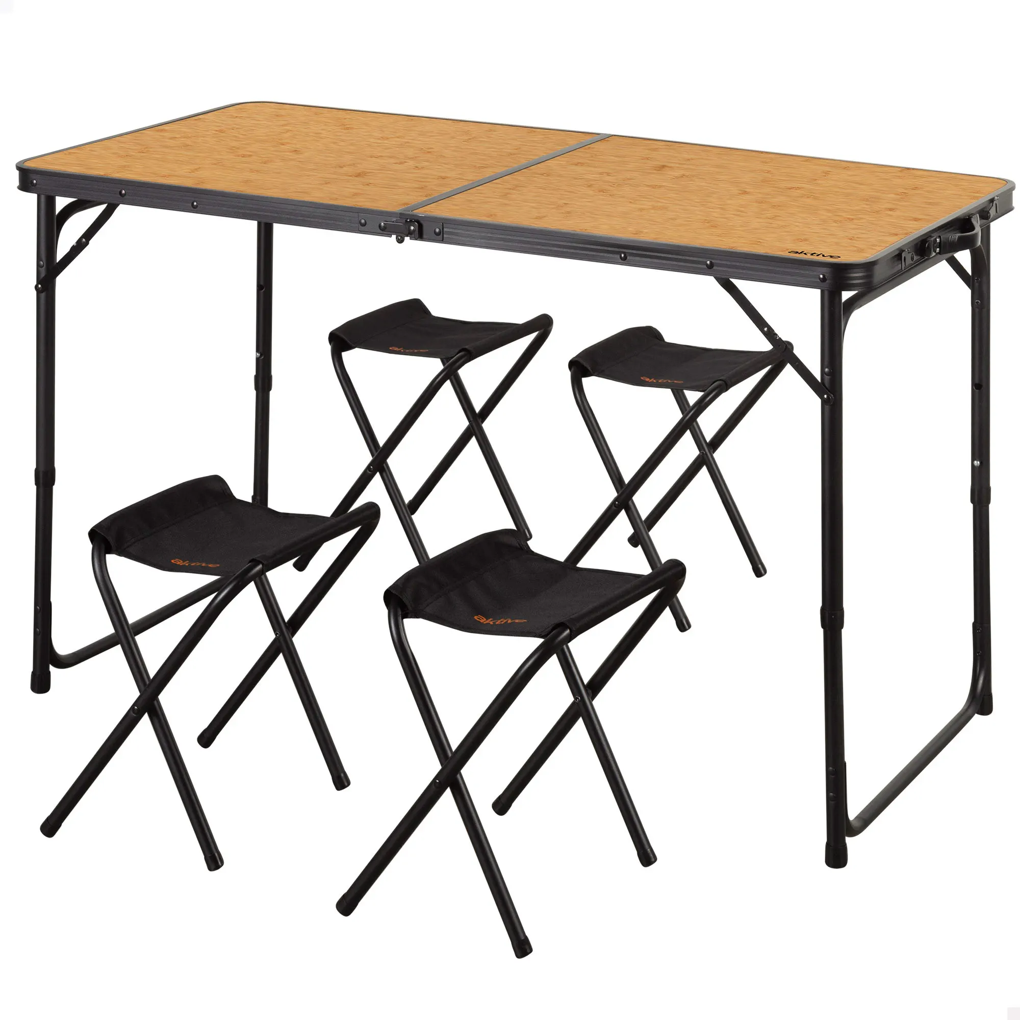 Mesa Plegable Aktive 120x60 cm con 4 Taburetes Regulables