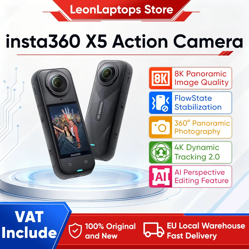 Cámara de Acción Insta360 X5 8K 360° con 48MP y Chip IA