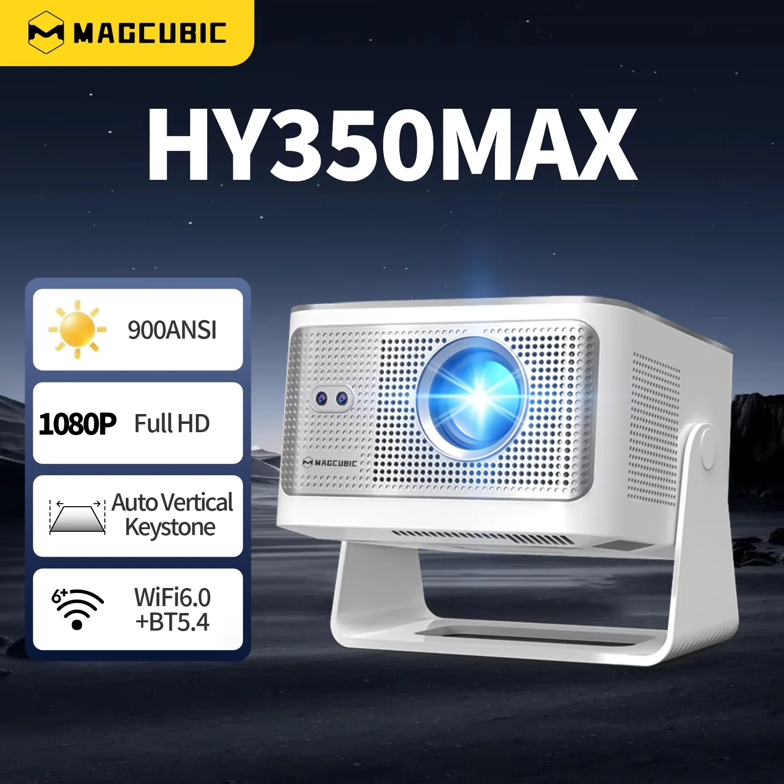 Proyector Portátil Magcubic HY350Max 900ANSI Android 14, Compatible 8K Nativo 1080P, Wifi6