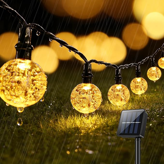 Suright Guirnaldas Luces Solares Exterior 13M 60 LEDs Cálido Blanco
