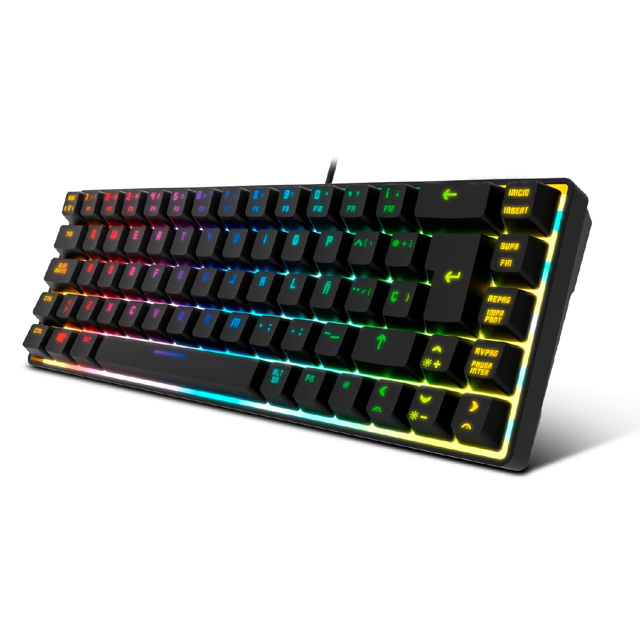 KROM Kalista Teclado Gaming Membrana RGB Rainbow 62% Español