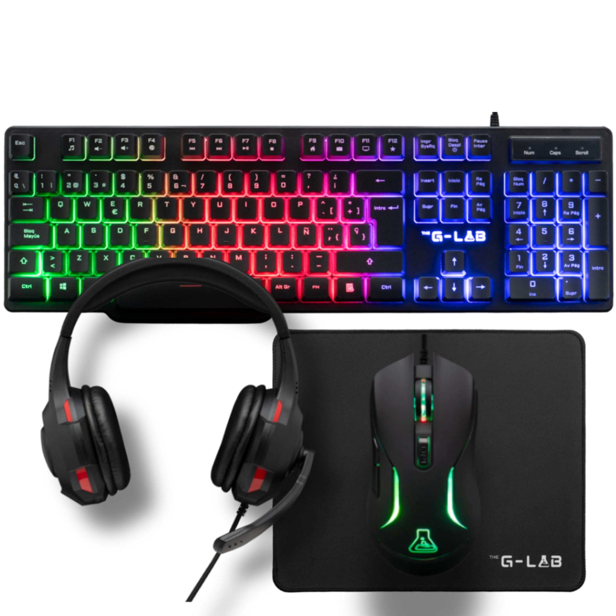 Pack Gaming The G-Lab Combo Sulfur 4 en 1 con Teclado, Ratón, Cascos y Alfombrilla