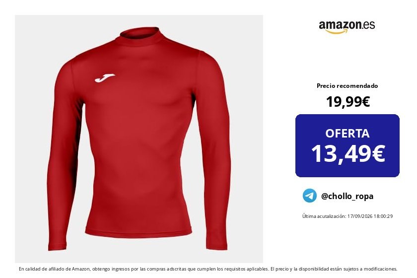 Camiseta Térmica Joma para Hombre - Rojo, Talla L-XL