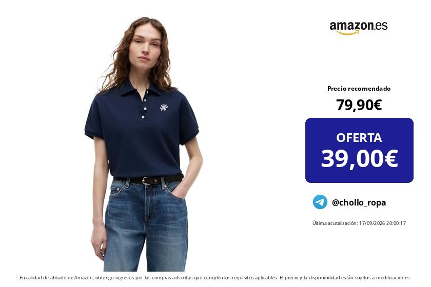 Tommy Hilfiger Polo Manga Corta Mujer Script Modern Regular Fit Azul Talla L