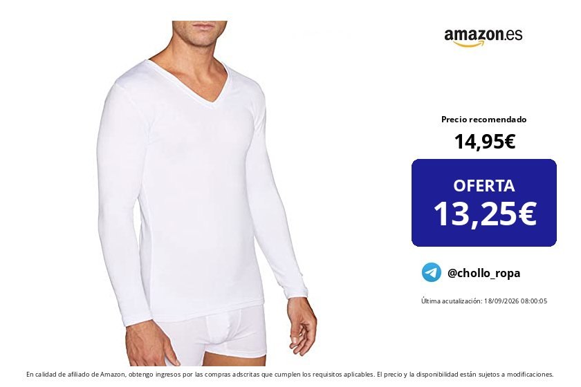Camiseta Térmica YSABEL MORA Cuello Pico Manga Larga Hombre