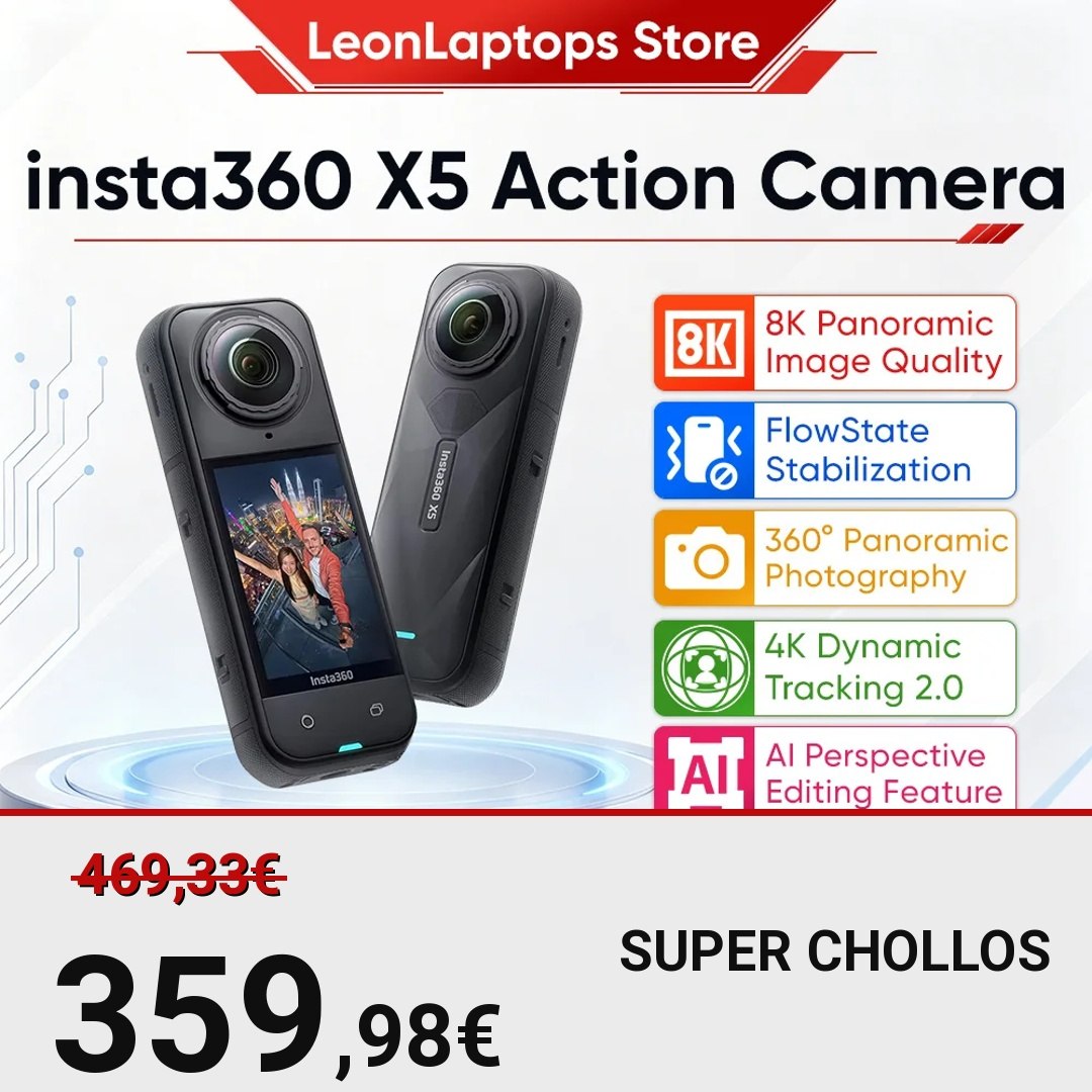 Insta360 X5 Cámara de Acción 8K Resistente al Agua 360