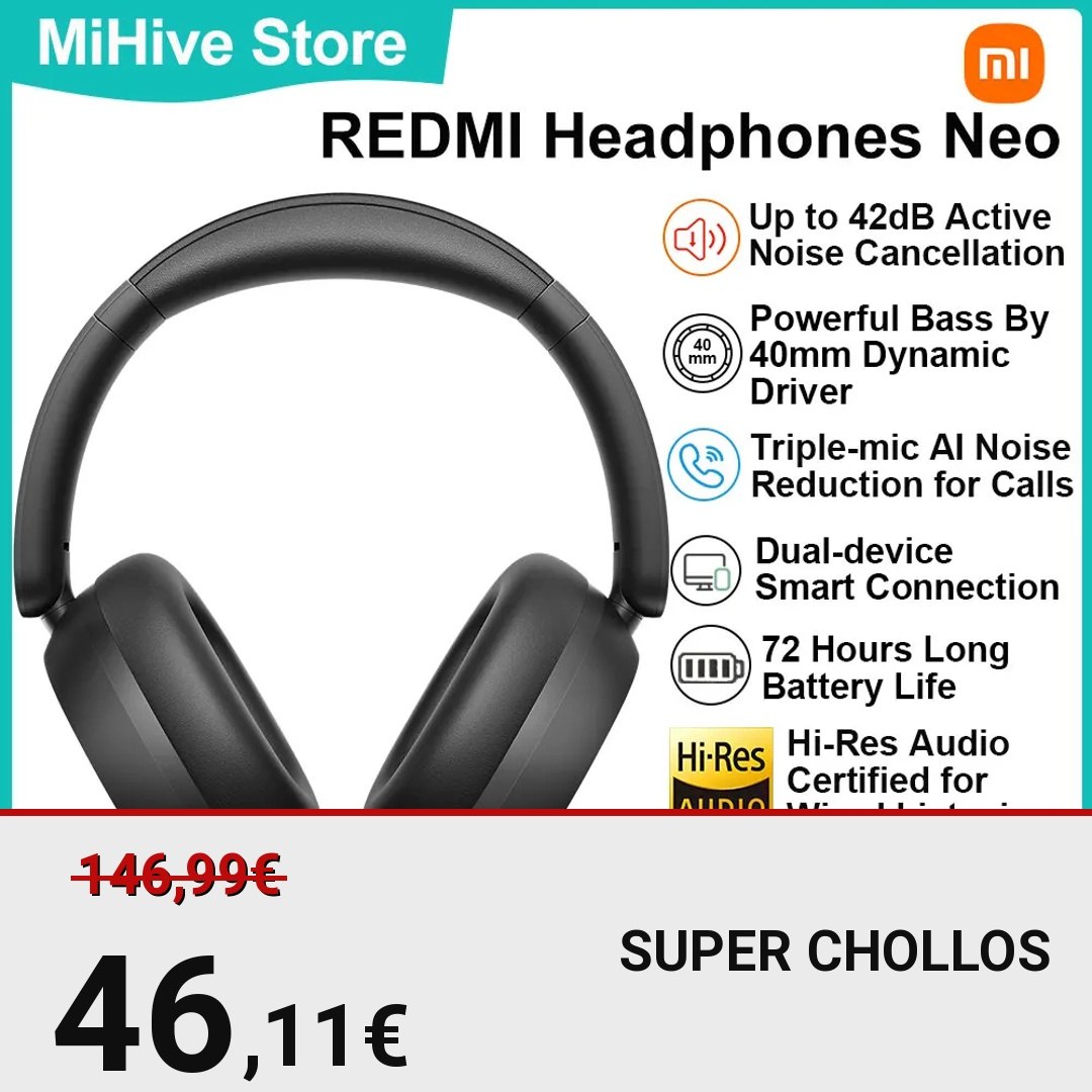 Xiaomi Redmi Headphones Neo 2026 con Cancelación Activa de Ruido IA
