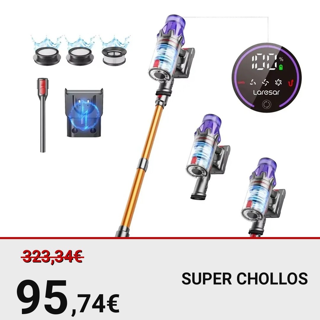 Laresar V7 Aspiradora de Mano Potente 500W con Batería Extraíble y Gran Succión