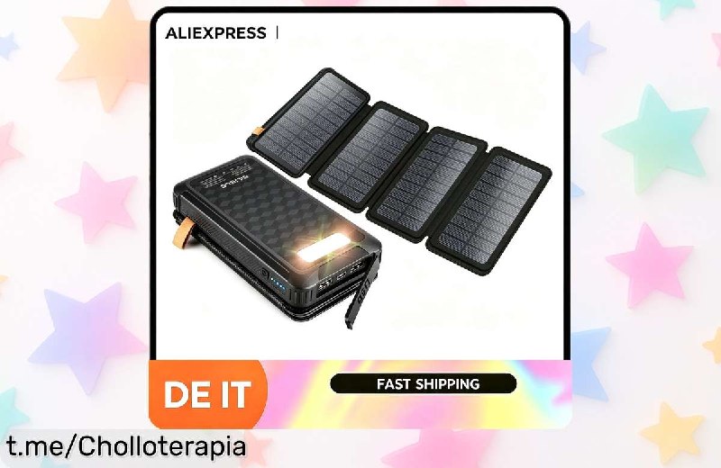 Batería Externa Solar 20000mAh de Carga Rápida