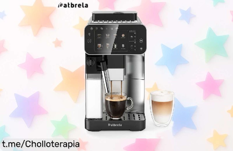 Cafetera Automática Patbrela 1450W con Depósito de Leche y 8 Opciones de Café