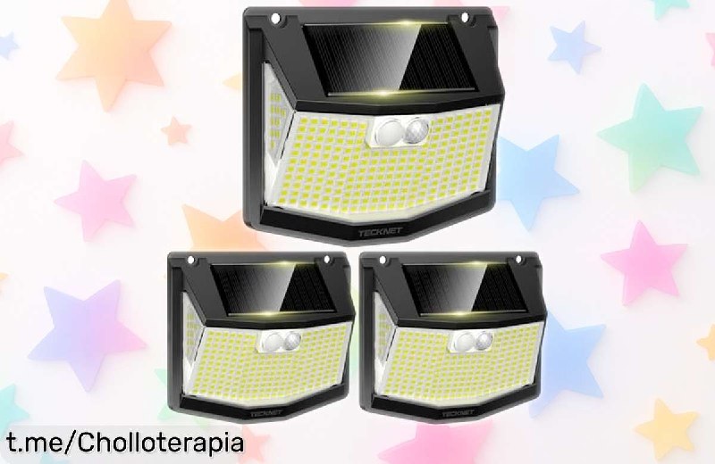 TECKNET Lámpara Solar Exterior 248 LEDs con Sensor de Movimiento