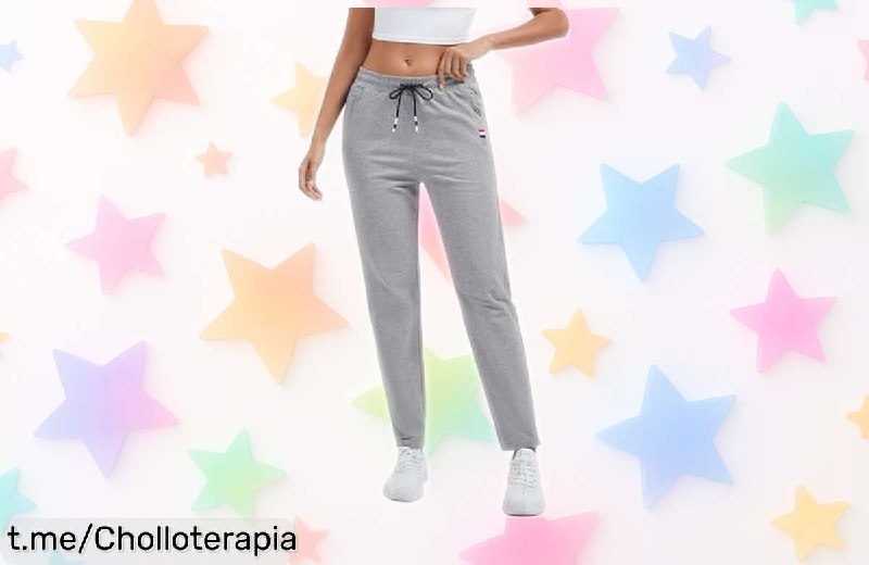 Pantalones Deportivos Mujer Algodón con Bolsillos Cremallera