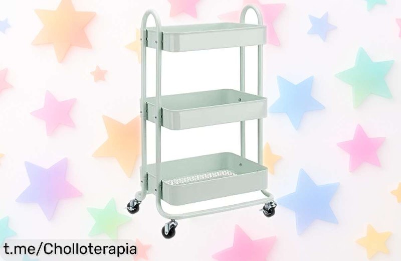 Carrito de Cocina y Multiuso Amazon Basics 3 Niveles con Ruedas