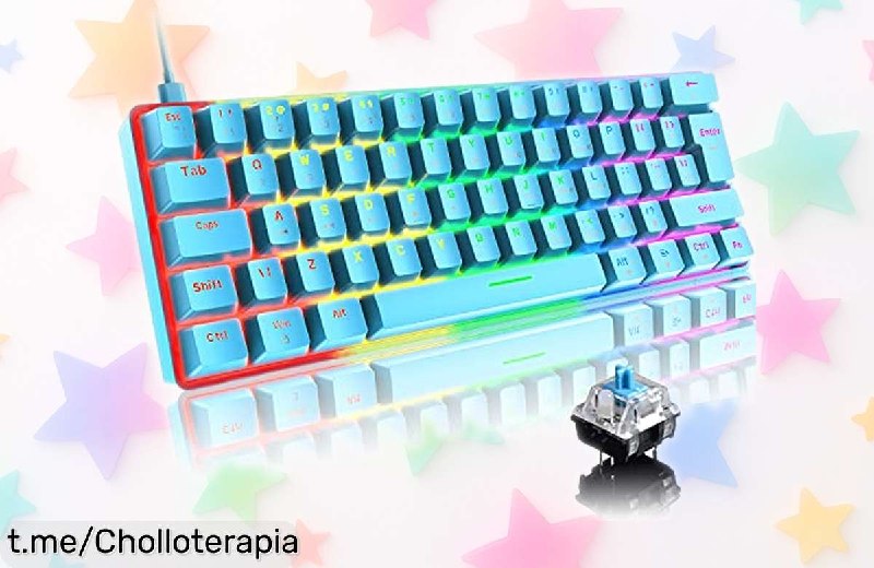 Teclado Mecánico 60% Compacto con RGB y Switches Azules