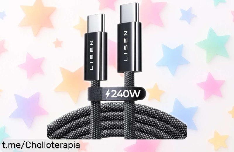 Cable USB C LISEN 240W Carga Rápida de 2 Metros con Chip E-Marker