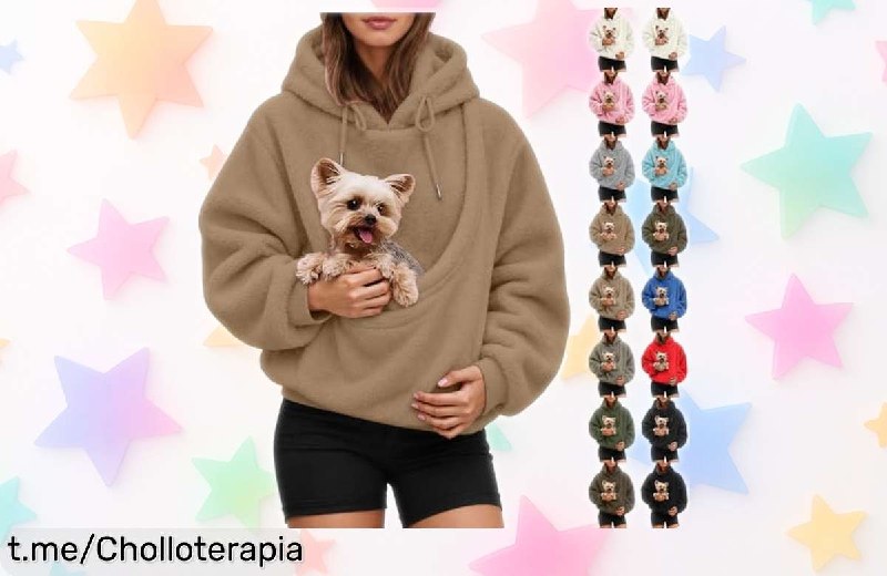 Sudadera con Capucha y Bolsillo para Mascotas para Mujer