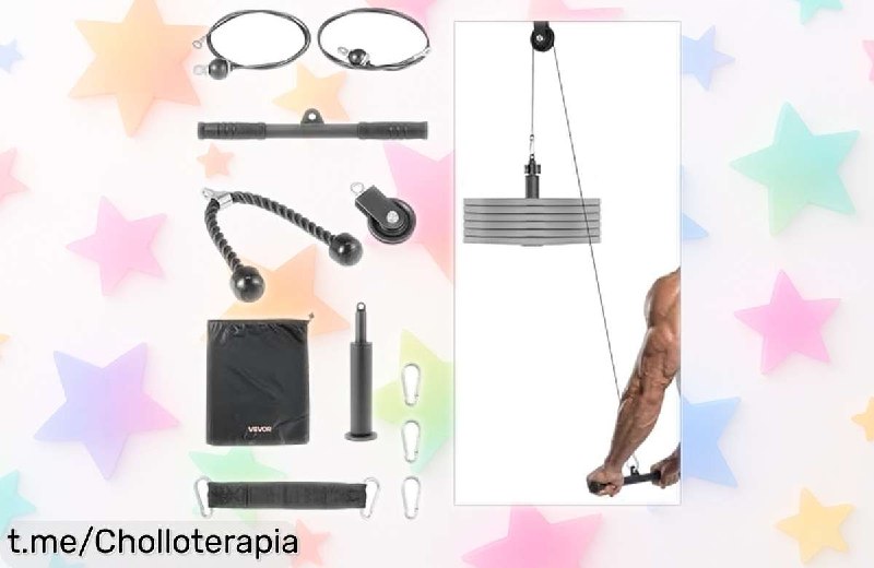 Juego de Poleas VEVOR para Entrenamiento en Casa con Cables de Acero y Barra Compacta