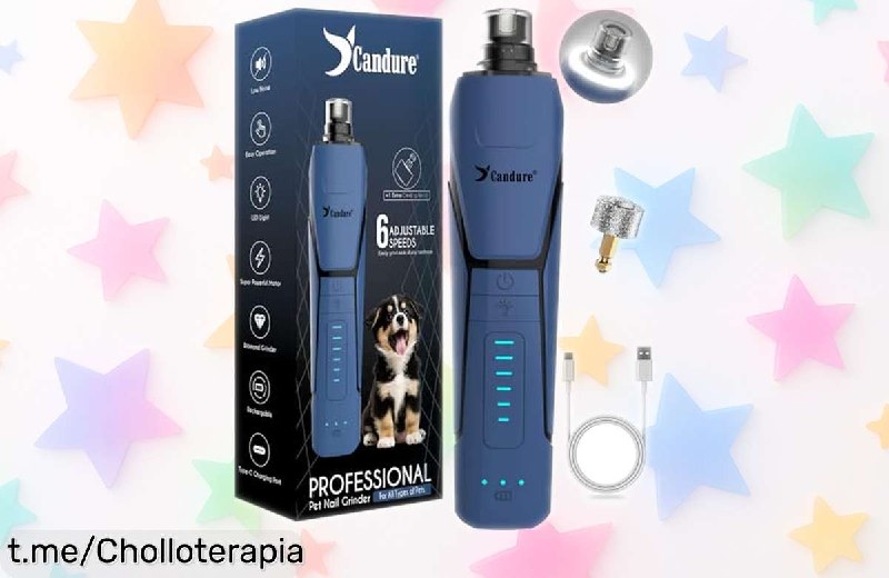 Molinillo de Uñas Candure Recargable para Mascotas con LED y 5 Velocidades