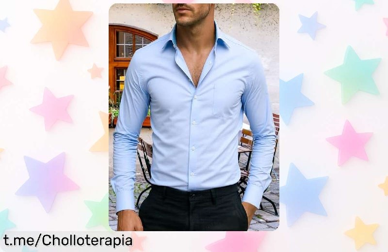 Camiseta Formal Manga Larga Hombre con Lazo a Rayas - Estilo Oficina