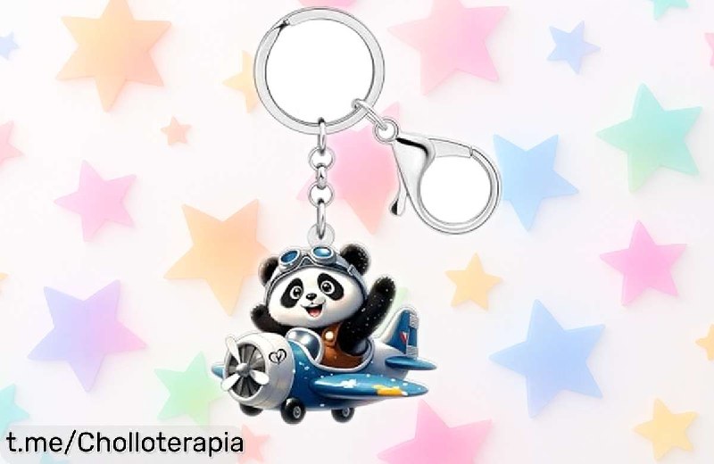 Llavero Panda Aviador Acrílico - Regalo Original