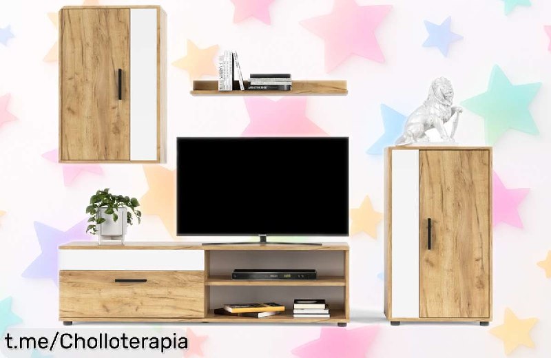 Mueble TV Compacto BERNO Roble y Blanco