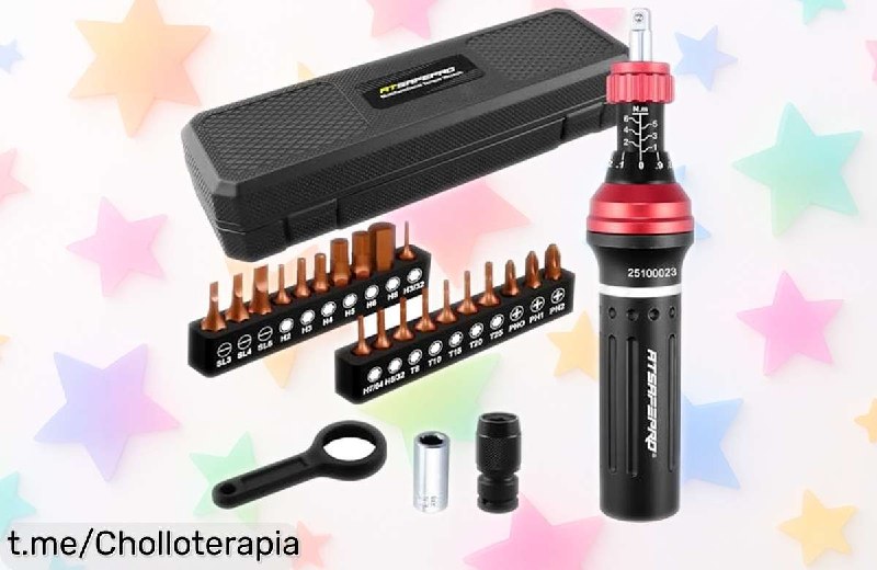 ATsafepro Juego de Destornilladores Dinamométricos de 25 Piezas para Trabajos de Precisión