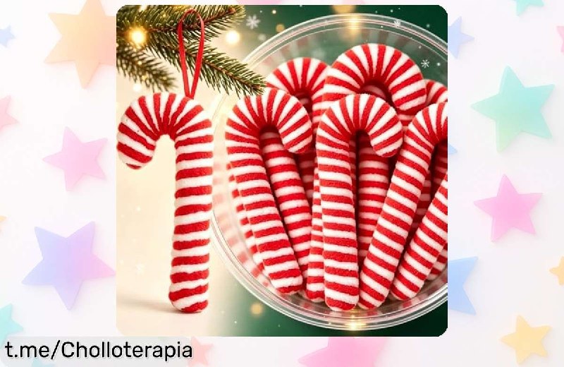 Bastón Navideño Reutilizable de Terciopelo Suave para Colgar