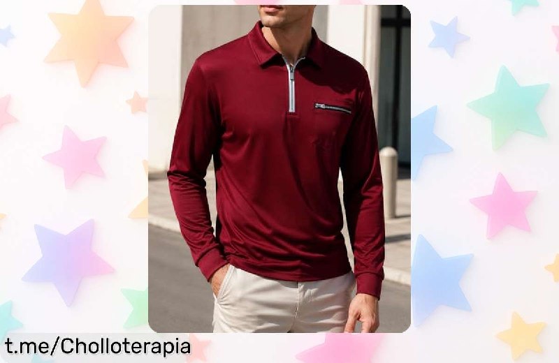 Polo Manga Larga Hombre con Cremallera y Bolsillo - Estilo y Practicidad