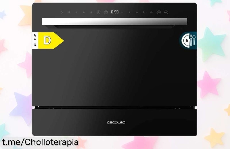 Lavavajillas Compacto Cecotec Bolero Aguazero 2400 Black Glass 6 Cubiertos