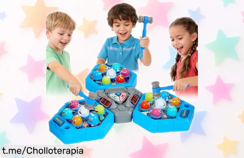 Guffawz Juego Atrapa al Topo para 3 Jugadores con Luces y Sonidos
