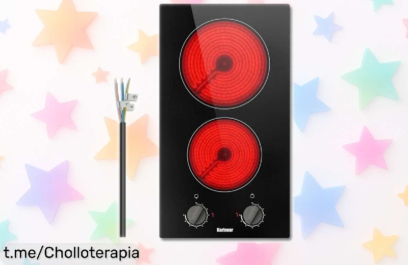 Placa Vitrocerámica 2 Fuegos con Mandos - Cocina Rápida y Segura