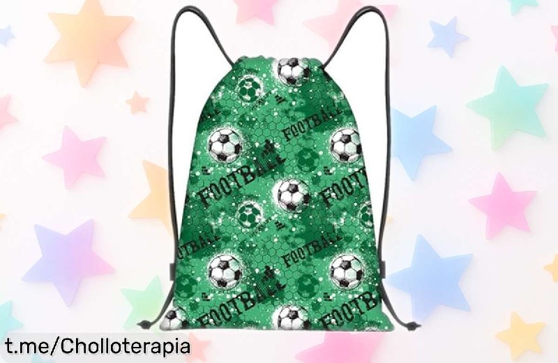 Mochila de Cuerda ARYIMYDP Ajustable para Niños y Adultos con Diseño de Fútbol