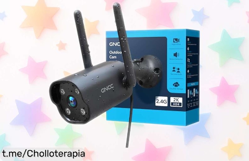 Cámara de Vigilancia Exterior Inteligente GNCC 2K con IA y Sirena