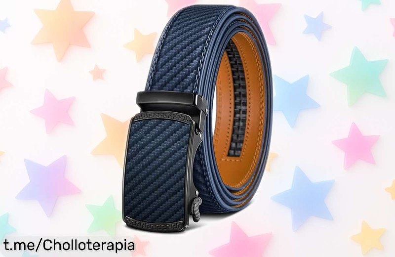 Cinturón de Cuero Ajustable BULLIANT para Hombre con Hebilla Resistente