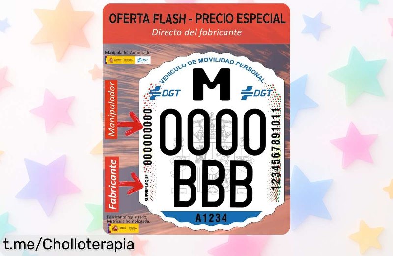 Matrícula Adhesiva Homologada DGT 2026 para Patinete Eléctrico Superplaque