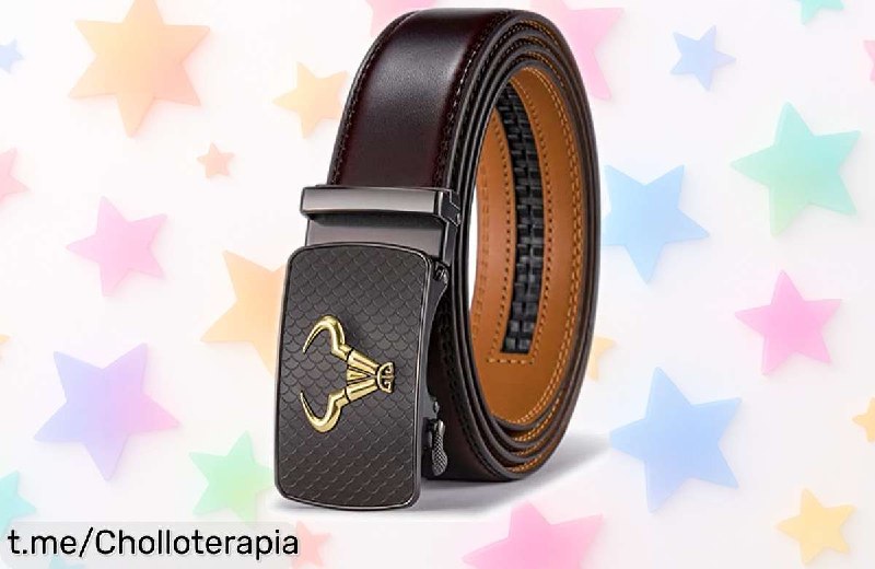 Cinturón de Cuero BULLIANT Hombre Resistente y Ajustable
