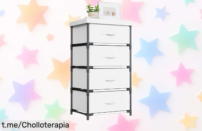 Cajonera WANGIRL de Tela con 4 Cajones y Estructura Metálica - Orden y Estilo