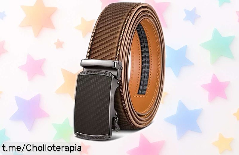 Cinturón Bulliant de Cuero Genuino Resistente y Ajustable para Hombre