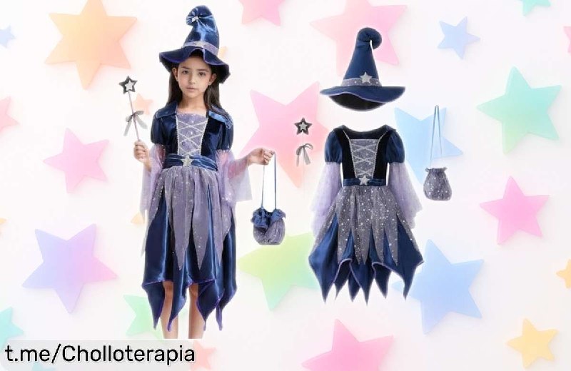 Disfraz de Bruja para Niña con Accesorios - Ideal para Halloween y Carnaval